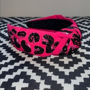 Pink Leopard Sequin Headband